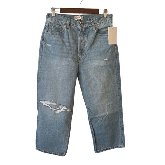 Anthropologie Etica Altin Loose Crop Ithaca Distressed Ripped Jeans Size 29 NWT - Picture 2 of 15